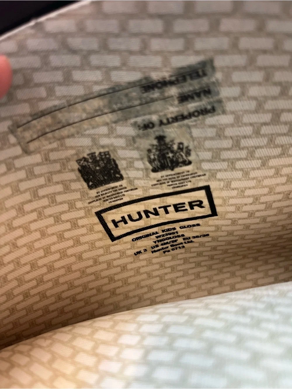 HUNTER ORIGINAL TALL GLOSS RAIN BOOTS BLACK US 4